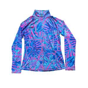 Lily Pulitzer luxletic full zip pink and blue patterned sport jacket Size M